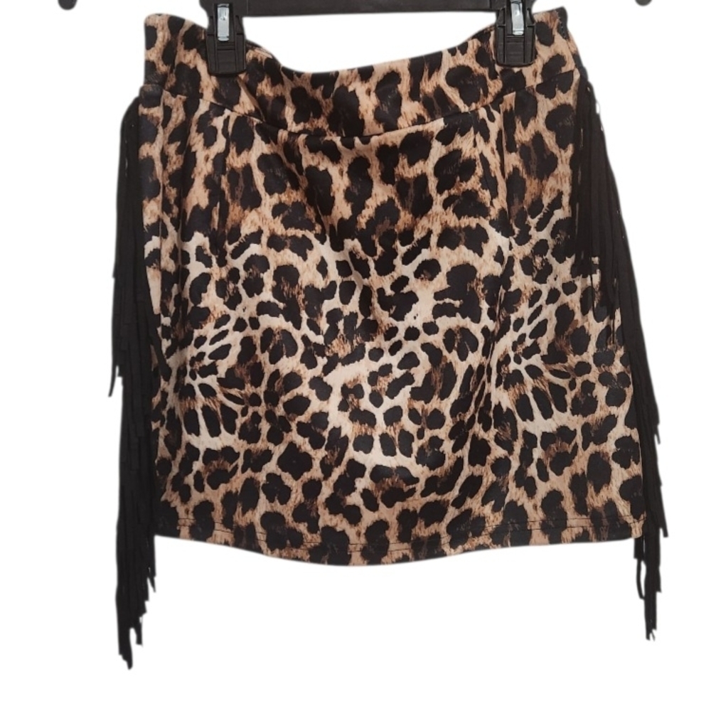 Leopard Print Fringe Tote Bag